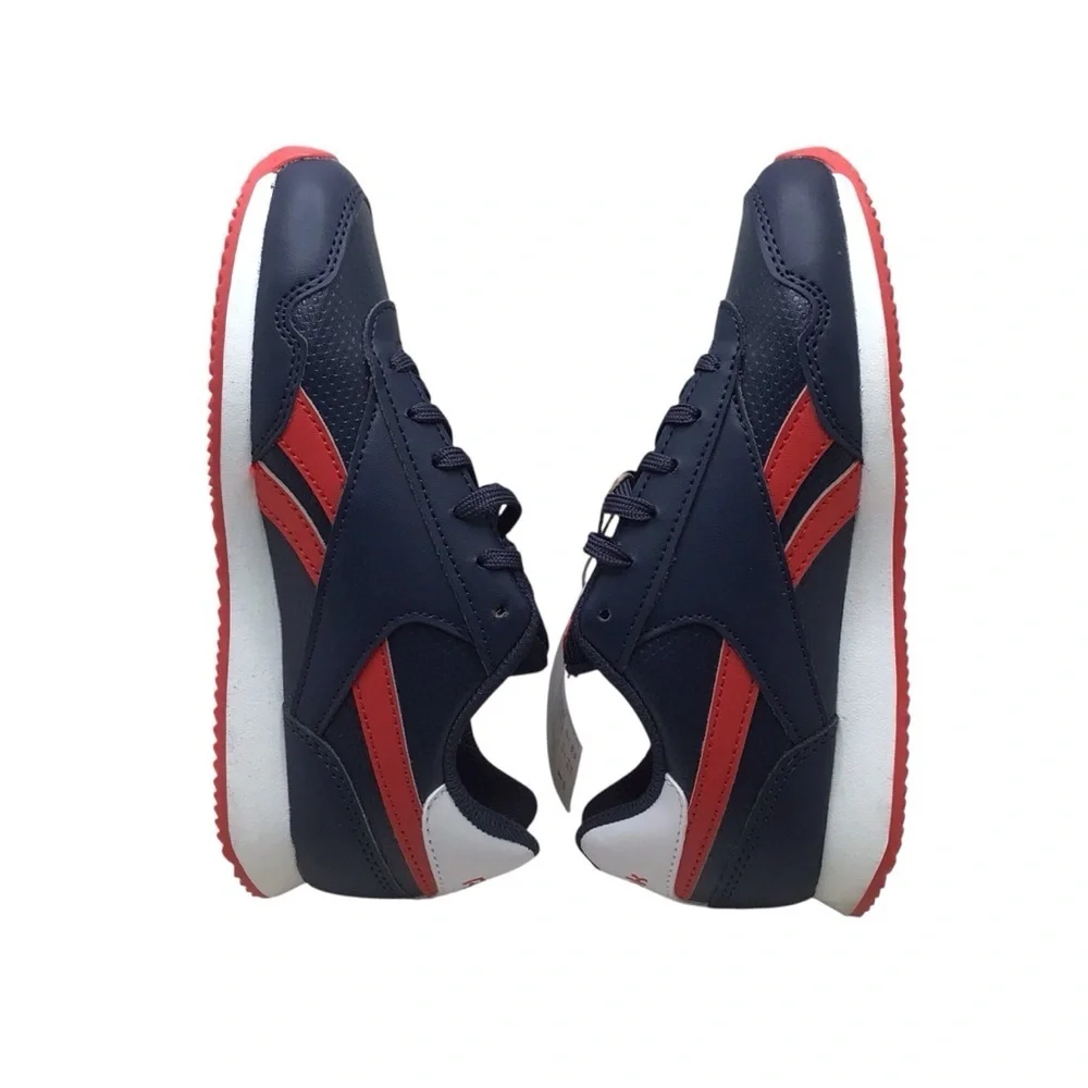 Reebok Royal CL Jog 3.0 Kids Sneakers Size 1 Navy Red White Retro Runner NIB